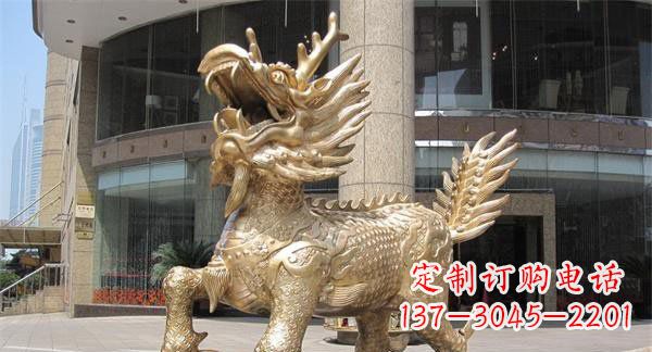 济南中领雕塑,定制精美麒麟神兽铜雕