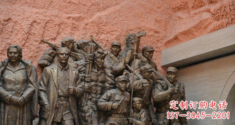 济南公园白求恩与八路军景观铜雕