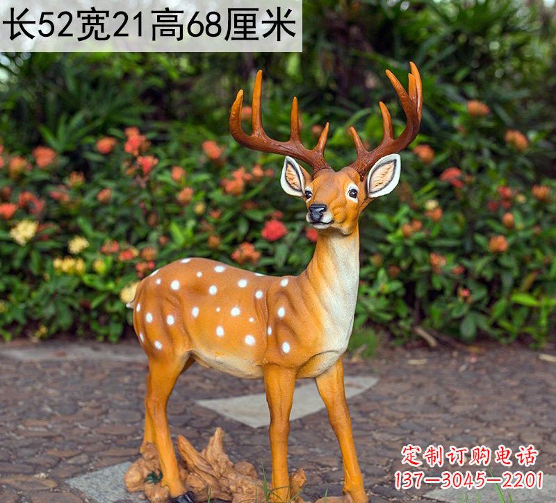济南精美制作玻璃钢仿真梅花鹿雕塑