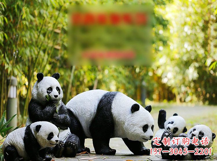 济南玻璃钢仿真熊猫雕塑