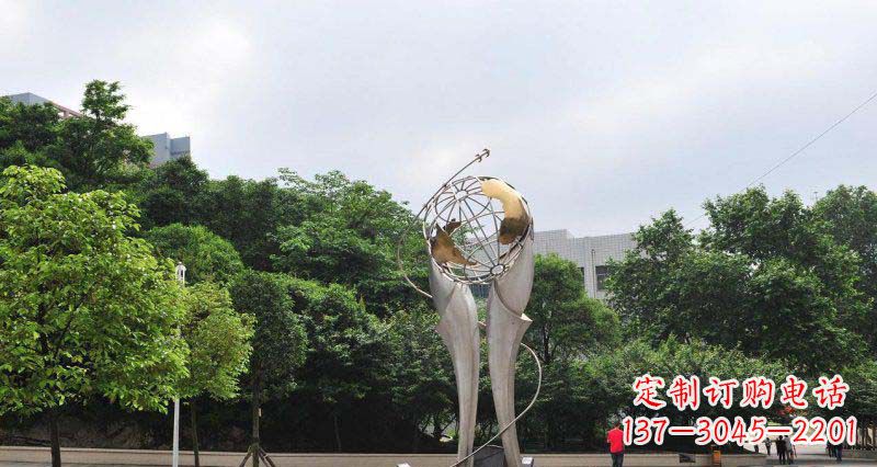 济南中领雕塑精致大气的不锈钢地球雕塑