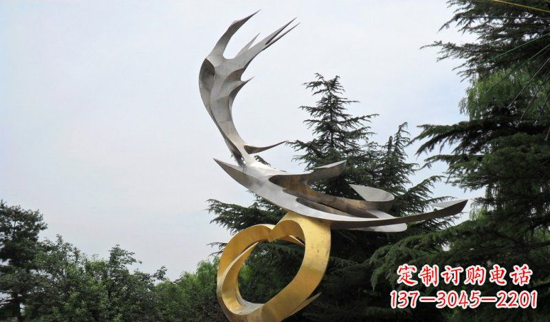 济南精美雕刻石膏抽象凤凰雕塑