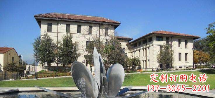 济南抽象花朵不锈钢喷泉雕塑