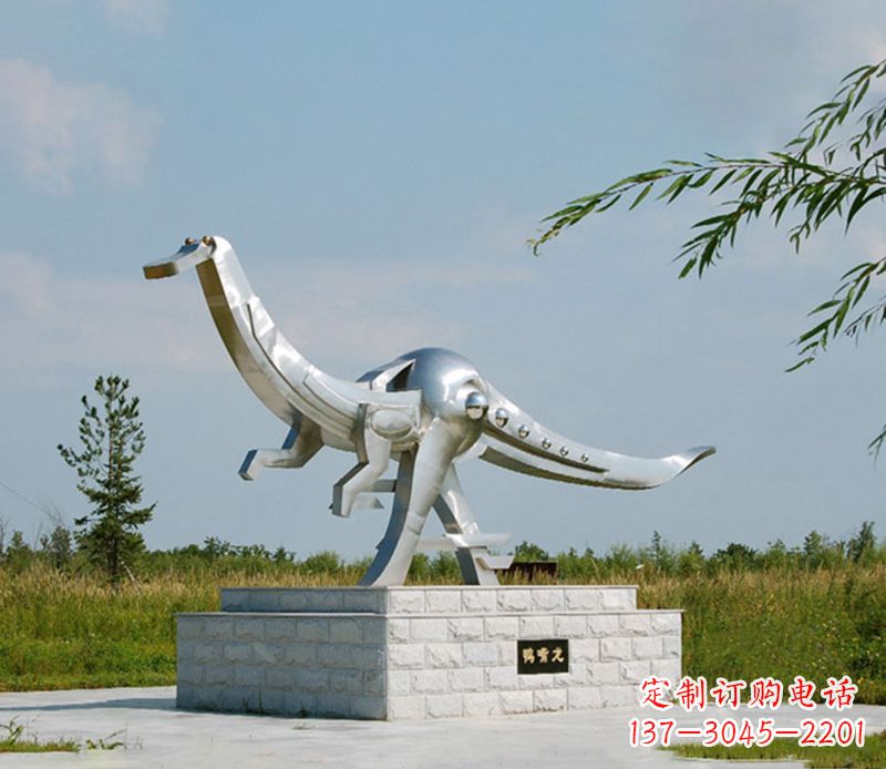 济南特大不锈钢抽象恐龙雕塑