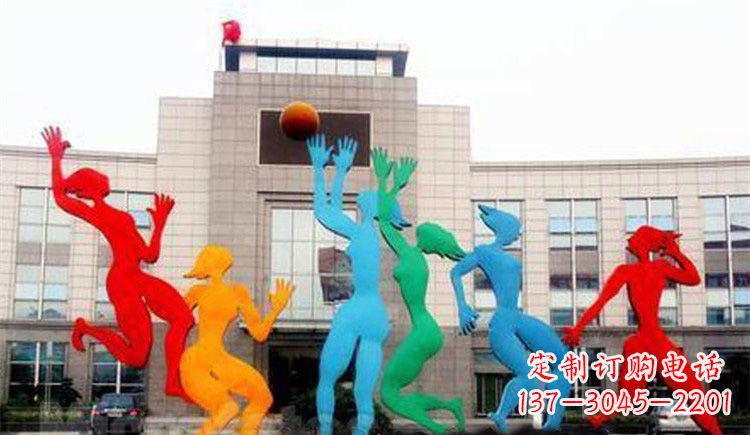 济南激情运动的写照不锈钢女孩打篮球雕塑