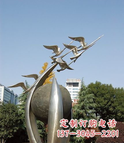 济南唯美 大雁不锈钢雕塑
