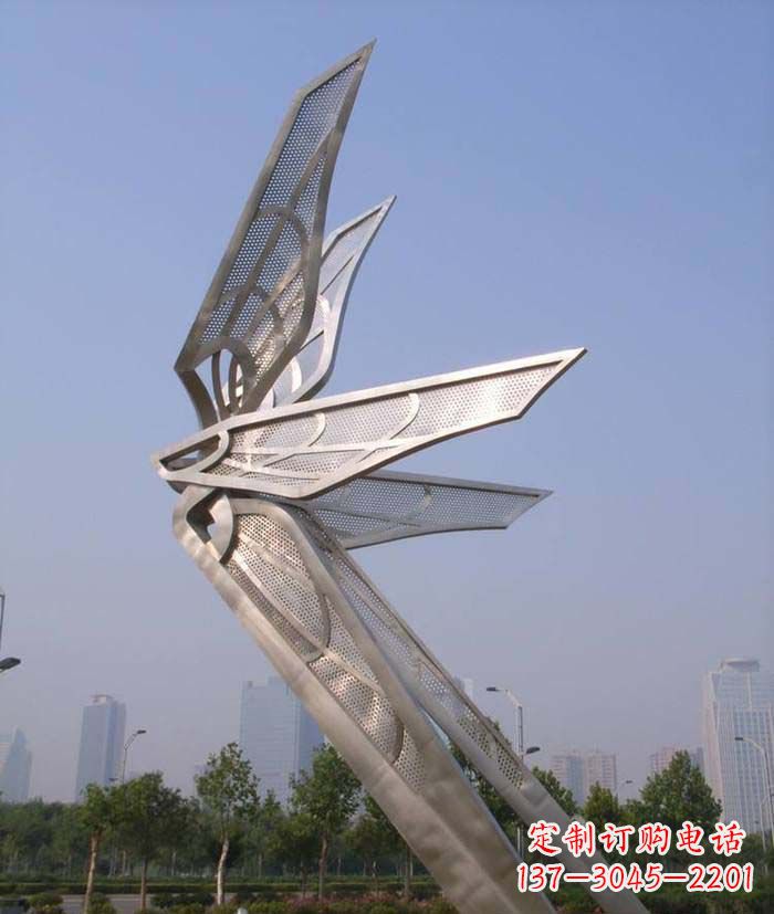 济南大型不锈钢蝴蝶翅膀雕塑