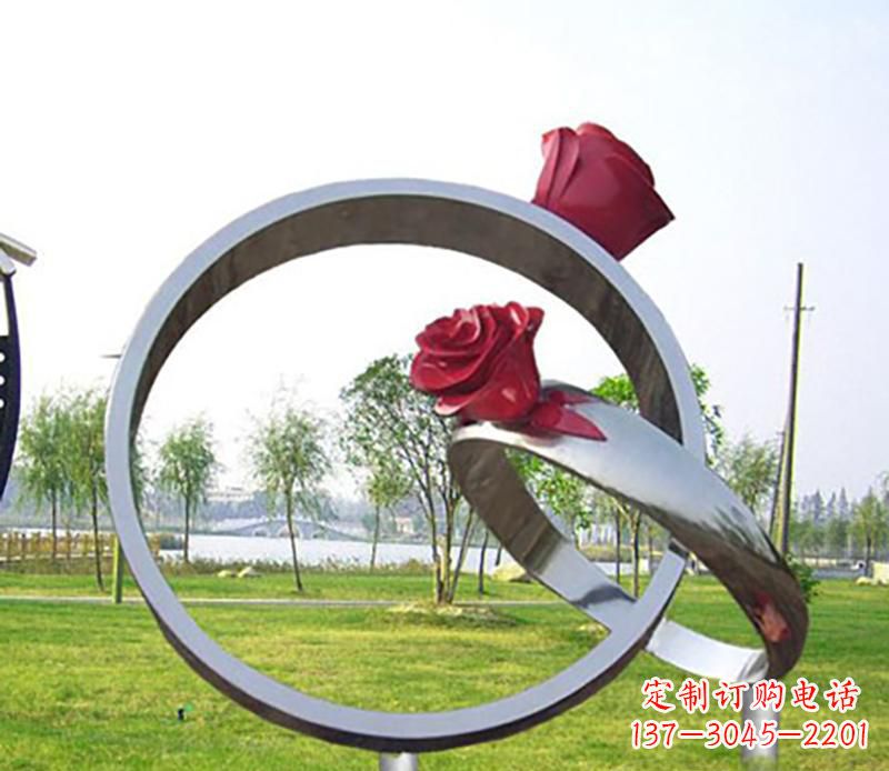 济南不锈钢景观婚戒雕塑