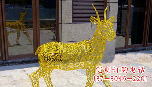济南梦幻般的不锈钢小鹿大理石塑像