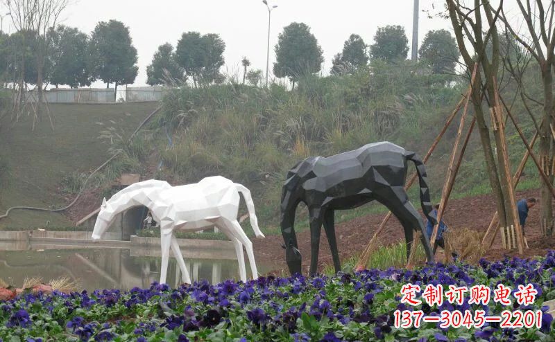 济南盛世之美,精美不锈钢动物雕塑