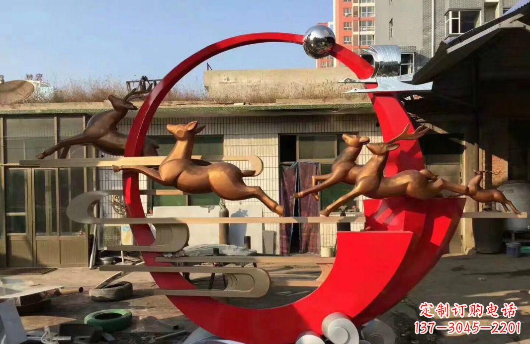 济南高端不锈钢梅花鹿雕塑