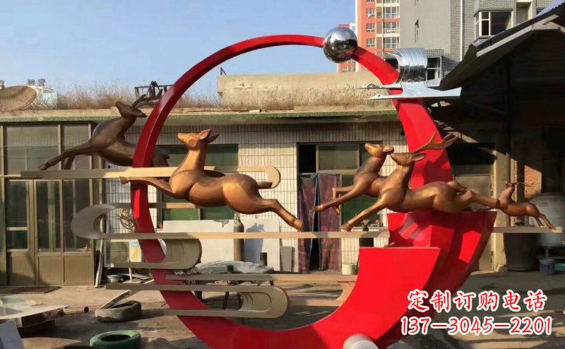 济南梅花鹿不锈钢雕塑引人瞩目的审美观赏