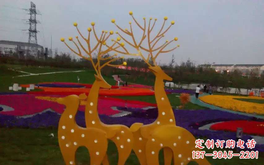 济南不锈钢美陈动物鹿雕塑