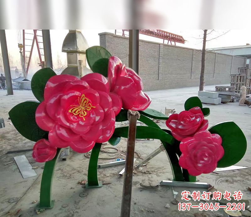 济南中领雕塑花朵般精美的不锈钢牡丹雕塑