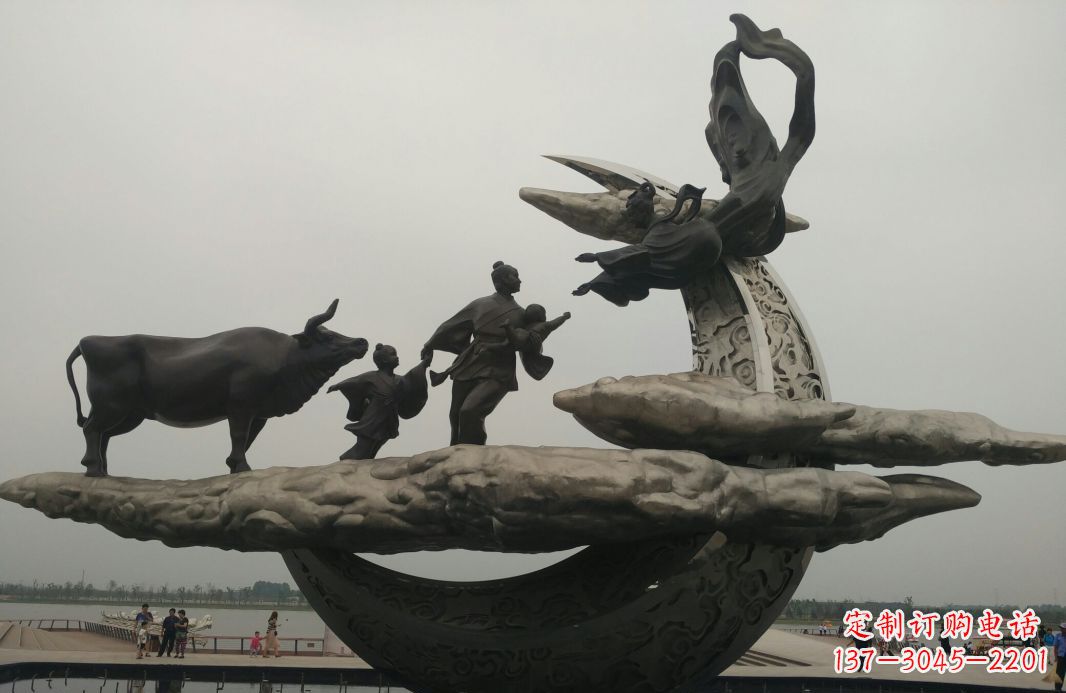 济南古典传说景观雕塑牛郎织女