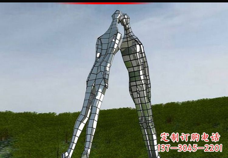 济南爱的无限,不锈钢情侣人物雕塑