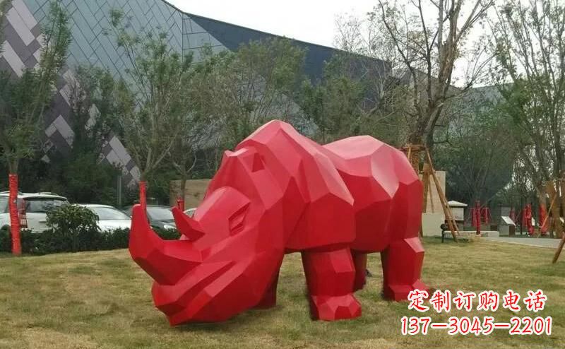 济南摩洛哥高端不锈钢犀牛雕塑