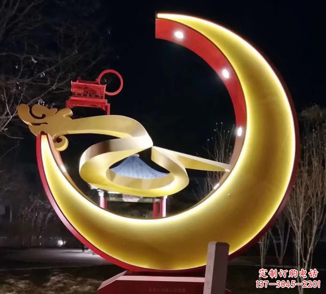 济南精致不锈钢月亮雕塑