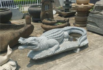济南精美的鳄鱼花岗岩动物雕塑