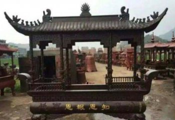 济南精美方形寺庙铜香炉雕塑
