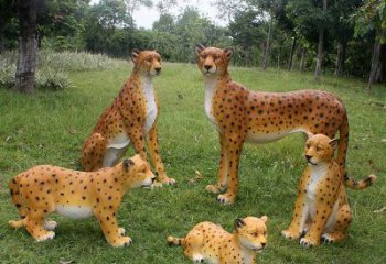 济南产品名称玻璃钢豹雕塑-草坪动物摆件