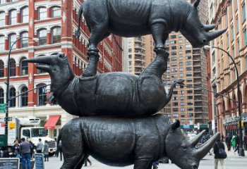 济南精美犀牛铜雕，城市街道创意装饰