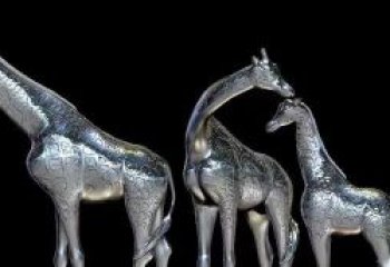 济南大型不锈钢长颈鹿雕塑