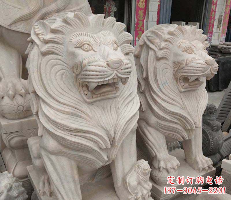 济南西洋狮石雕动物雕塑