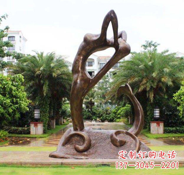 济南公园抽象美人鱼景观铜雕