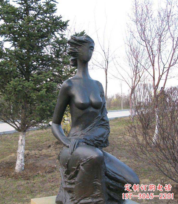 济南庄重美丽的女人铜雕塑