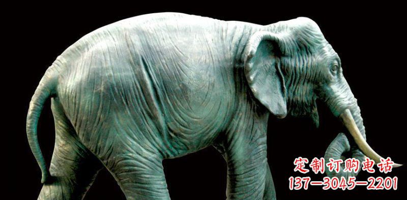 济南公园大象动物铜雕 (3)