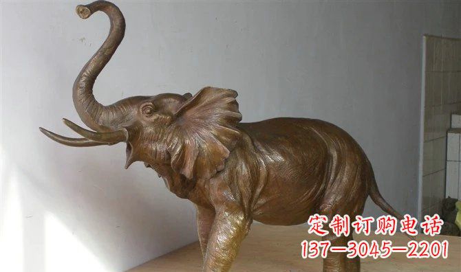 济南公园大象招财动物铜雕 (3)