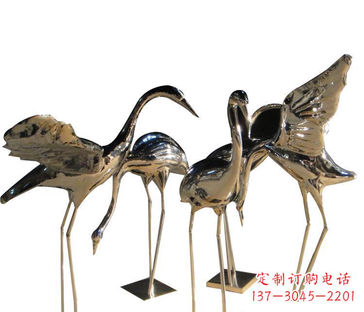 济南三角中国领雕塑不锈钢仙鹤雕塑