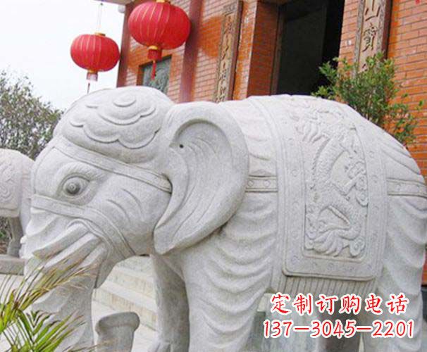 济南公园动物大理石大象石雕