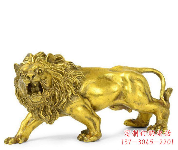 济南公园动物黄铜鎏金狮子铜雕塑