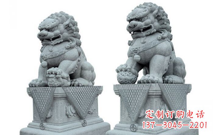 济南公园动物青石狮子石雕