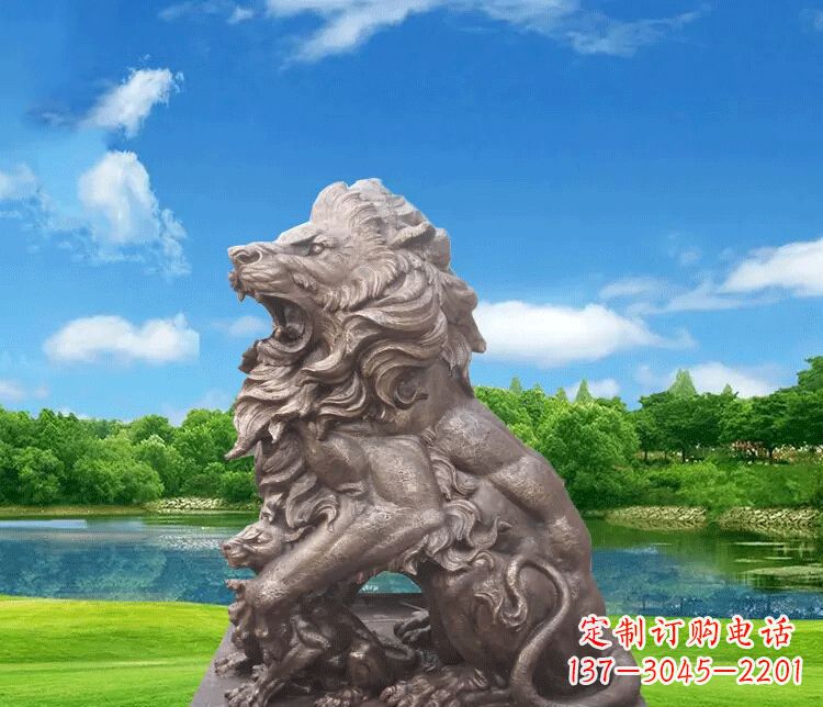济南公园动物狮子铜雕