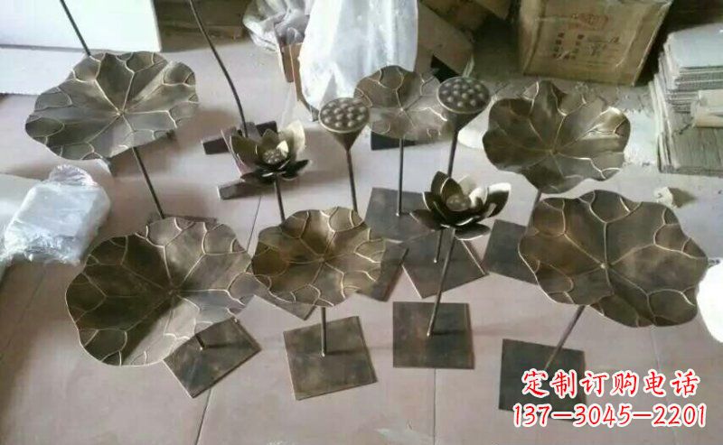 济南精美荷叶锻铜雕塑
