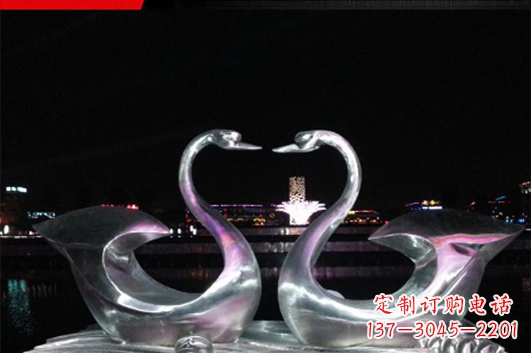 济南公园仿真不锈钢仙鹤雕塑