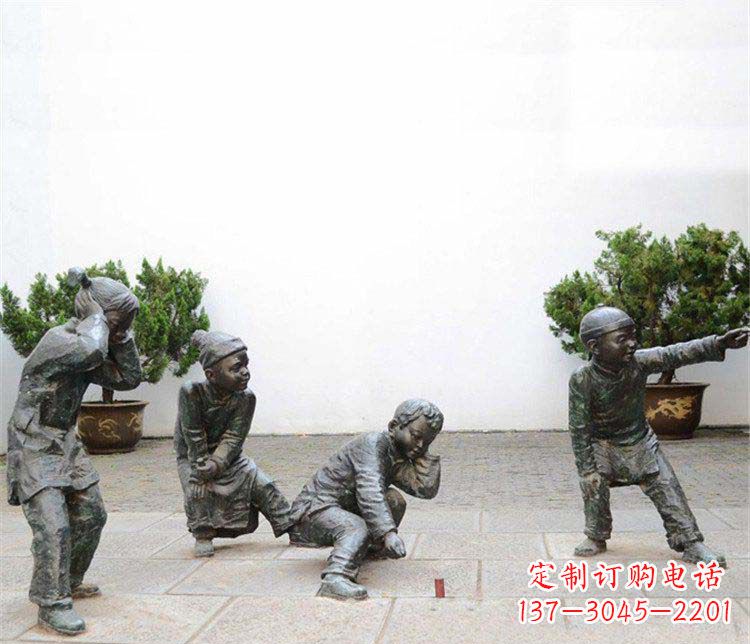 济南公园放鞭炮的小孩小品铜雕