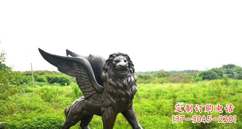 济南公园飞狮动物铜雕