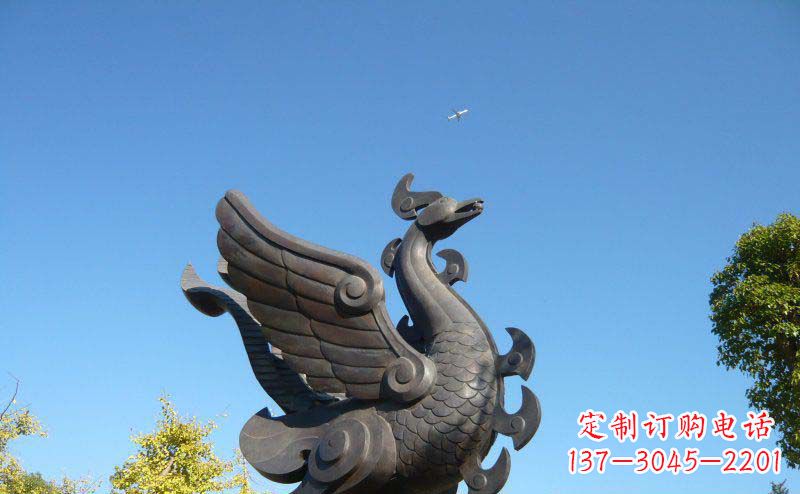 济南公园凤凰景观铜雕