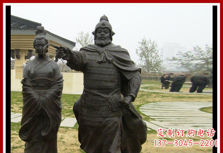 济南公园古代将军铜雕