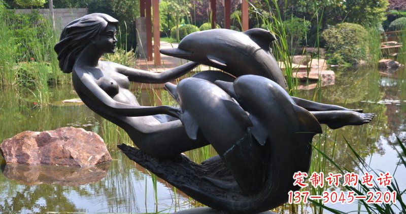 济南唯美风格海豚铜雕