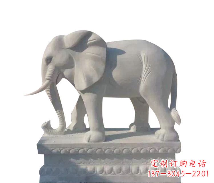 济南公园汉白玉大象动物石雕