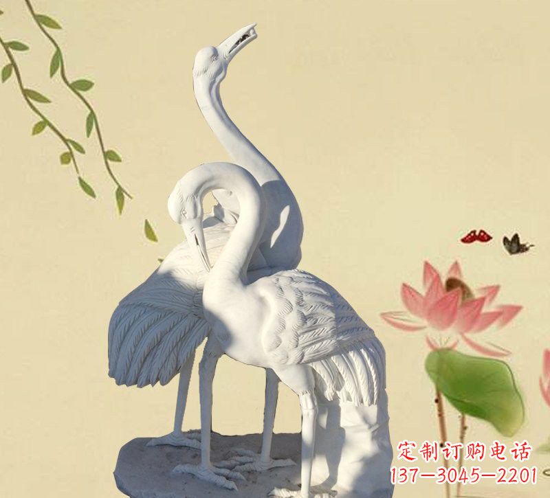 济南公园汉白玉仙鹤石雕