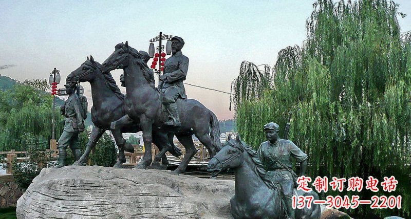 济南公园红军骑马景观铜雕