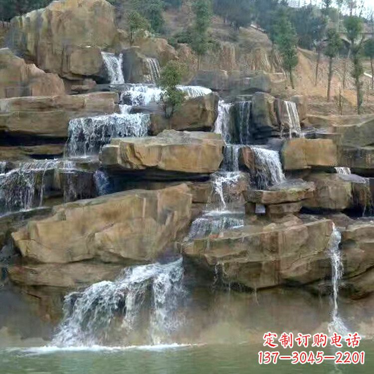 济南公园假山流水景观