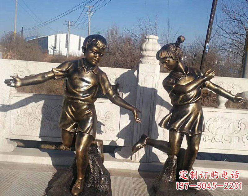 济南新颖花篮儿童铜雕