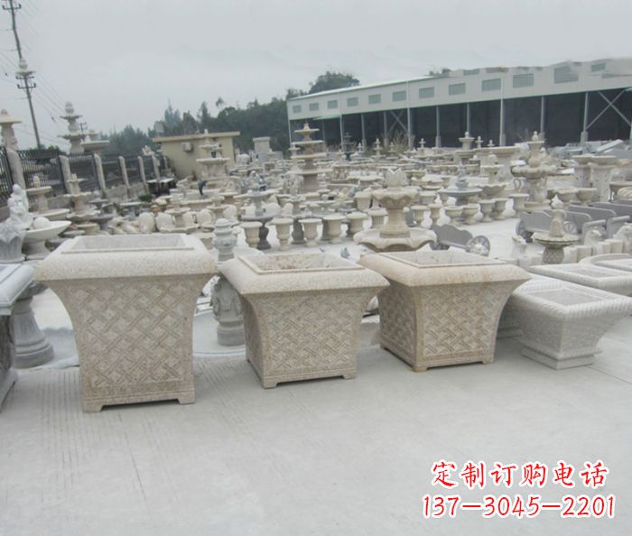 济南优雅花盆大理石雕塑
